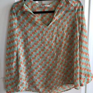 Sheer long sleeve polyester top